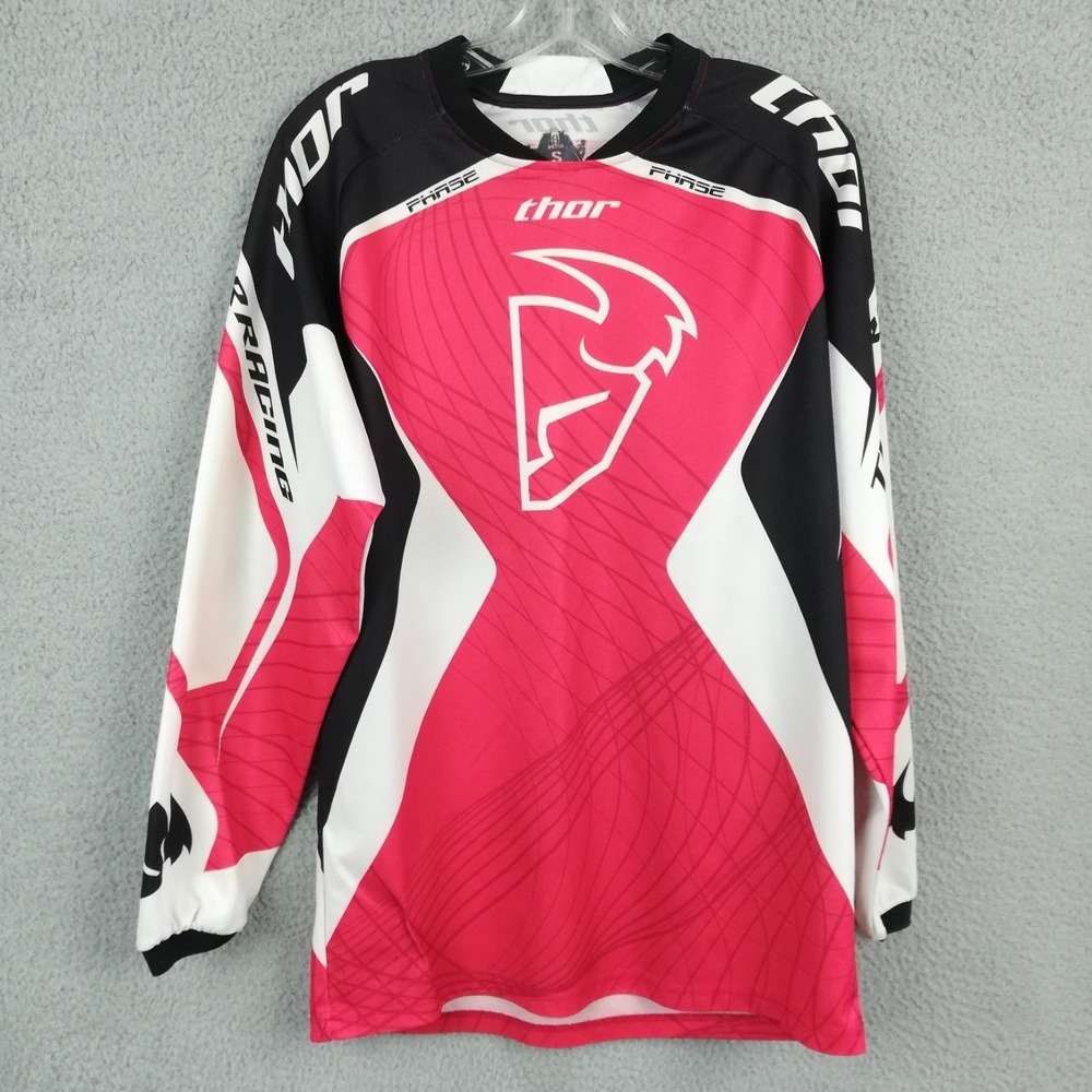Vtg Thor Phase Mens Shirt Motocross Jersey Red Black White Long Sleeve Racing S